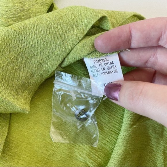 Entro | Vetiver Lace Up Crochet Back Top Lime Green New Crinkle Hi Low Medium - Picture 13 of 13